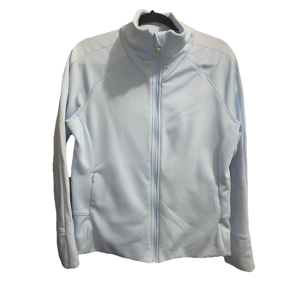 Adidas Womens L Jacket Full Zip ClimaWarm Fitted Powder Blue Athletic - Picture 2 of 12
